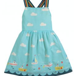 Frugi Essie Reversible Dress - Bright Sky Cloud / Boats