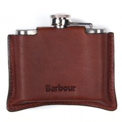 Barbour 4oz Hinged Hipflask - Brown