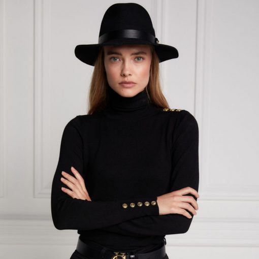 Holland Cooper Buttoned Knit Roll Neck - Black