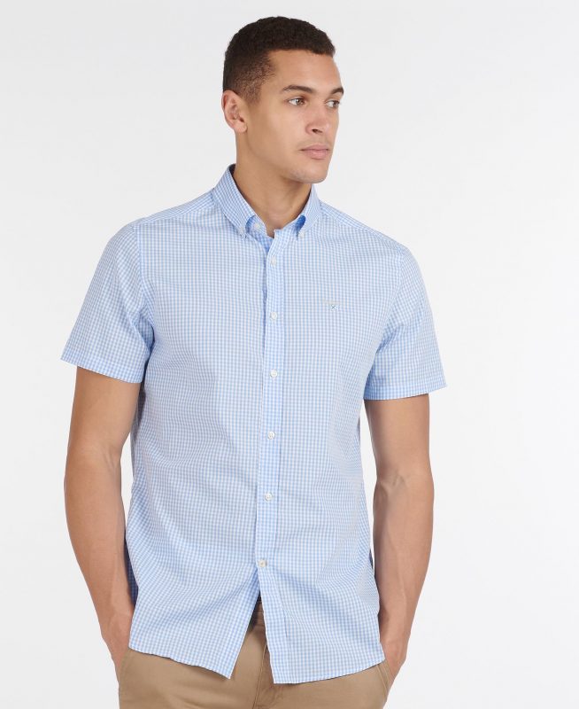 Barbour Gingham 27 Tailored Shirt - Sky Blue - Ruffords Country Store