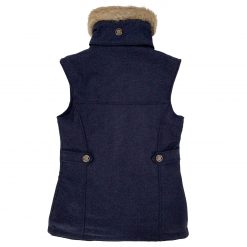 Annabel Brocks Wool Gillet With Removable Faux Fur Collar - Navy
