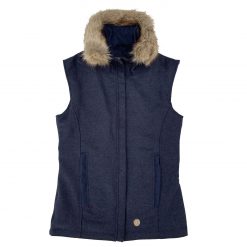 Annabel Brocks Wool Gillet With Removable Faux Fur Collar - Navy
