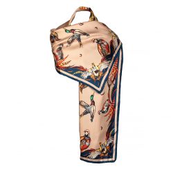 Clare Haggas Best in Show Classic Silk Scarf - Toffee & Navy