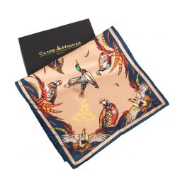 Clare Haggas Best in Show Classic Silk Scarf - Toffee & Navy