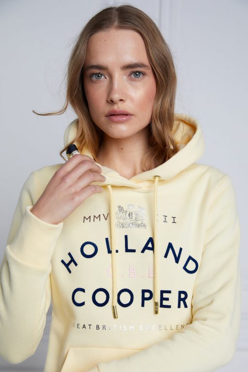 Holland Cooper GBE Flock Logo Hoodie - Lemon