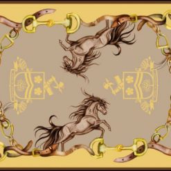 Clare Haggas Hold Your Horses Narrow Silk Scarf - Toffee & Caramel