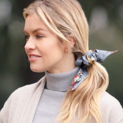 Clare Haggas Game Bird Silk Hair Scrunchie - Pigeon (Medium)