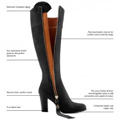 The High Heeled Regina Suede Boot - Black