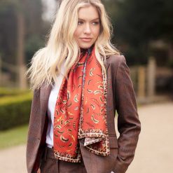 Birds Of A Feather Classic Silk Scarf - Russet