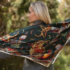 Heads or Tails Large Square Silk Scarf - Khaki