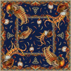 Heads or Tails Large Square Silk Scarf - Navy
