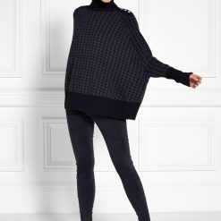 Kingsbury Cape Knit - Grey Houndstooth
