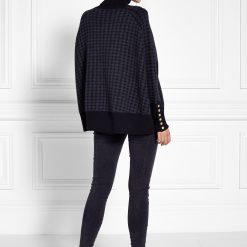 Kingsbury Cape Knit - Grey Houndstooth
