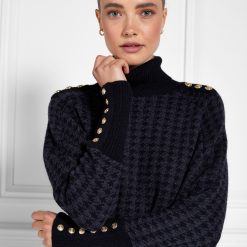 Kingsbury Cape Knit - Grey Houndstooth
