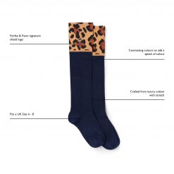 The Signature Knee High Socks  - Navy & Leopard