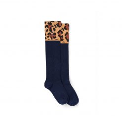 The Signature Knee High Socks  - Navy & Leopard