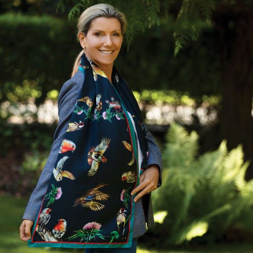 Walk On The Wild Classic Silk Scarf - Navy