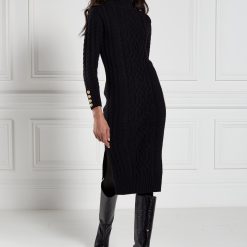Windsor Cable Midi Dress - Black