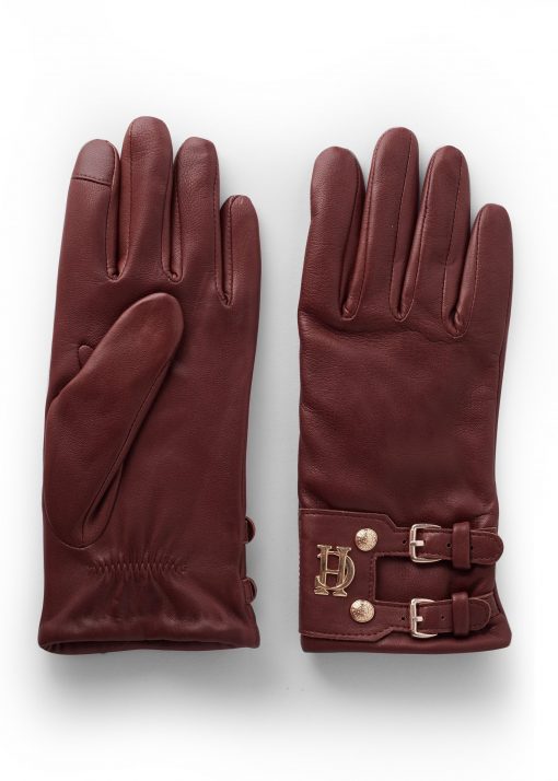 Monogram Leather Gloves - Chocolate