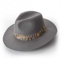 Trilby Hat Double Feather Band - Light Grey