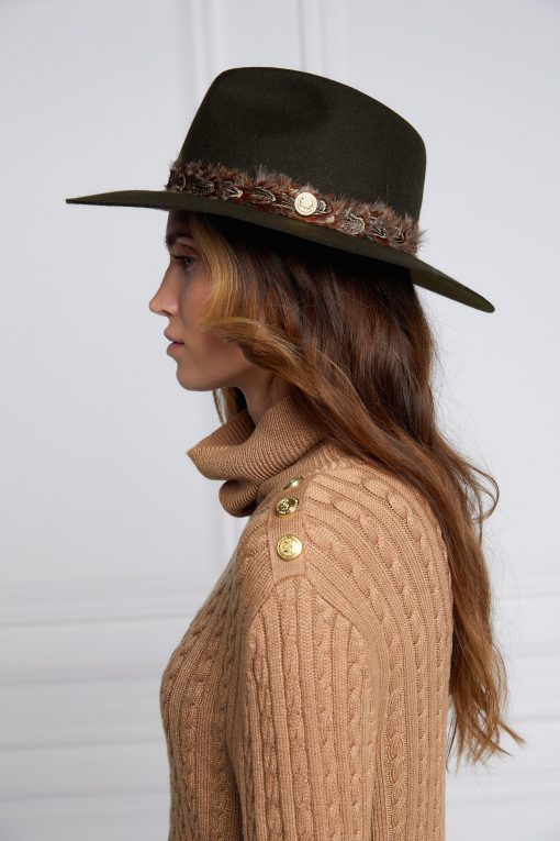 Trilby Hat Double Feather Band - Forest Green