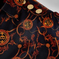 Silk V-Neck Blouse - Ink Navy / Gold