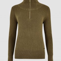 Newtown Zip Neck Sweater - Dusky Green