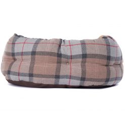 24in Luxury Dog Bed - Taupe / Pink Tartan