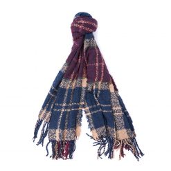 Tartan Boucle Scarf - Damson