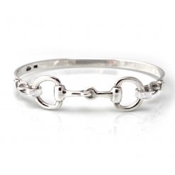 Exclusive Sterling Silver Detailed Double Snaffle Bangle (19cm)