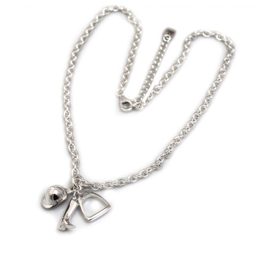 Sterling Silver Fob Necklace with Equestrian Charms