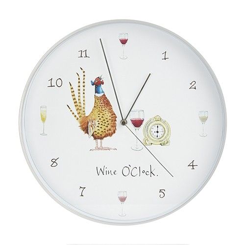 At Home In The Country Wall Clock - Wine O'Clock