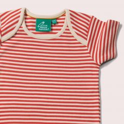 Red & Blue Striped Organic Baby Bodysuit Set - 2 Pack