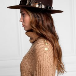 Trilby Hat Iridescent Feather Band - Chocolate