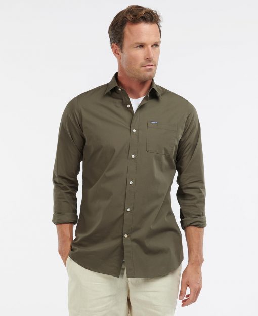Stretch Poplin Shirt - Military Green
