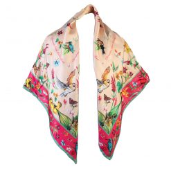 Dreams Can Come True Large Silk Scarf - Oyster & Peony