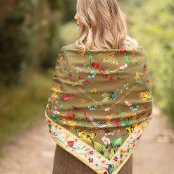 Dreams Can Come True Large Silk Scarf - Olive & Honey
