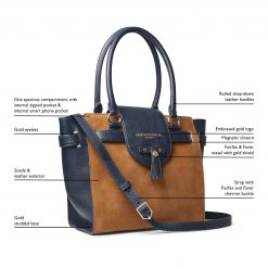 The Windsor Tote - Tan & Navy