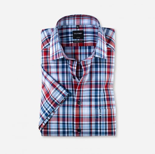 Luxor Modern Fit Shirt - Red / Blue