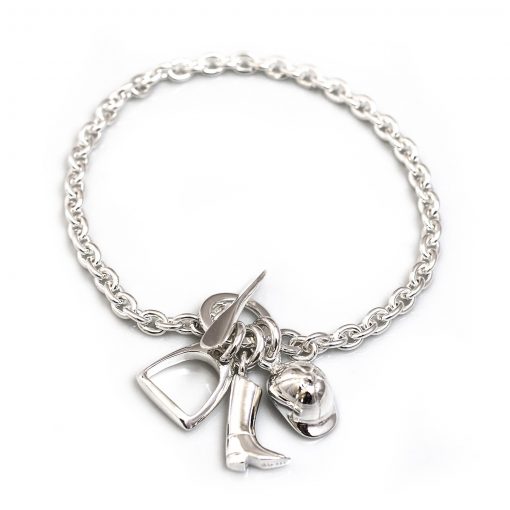 Sterling Silver Fob Bracelet with Equestrian Charms
