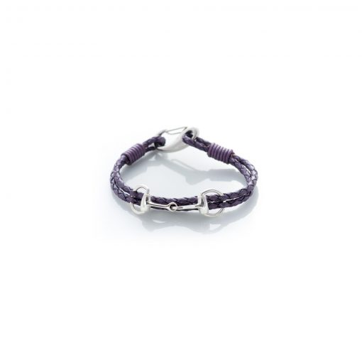 Hiho Sterling Silver Snaffle Leather Bracelet - Purple