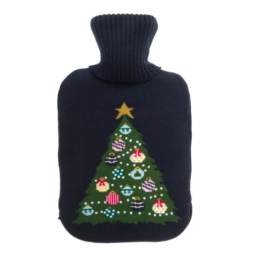 Knitted Hot Water Bottle - Christmas Trees