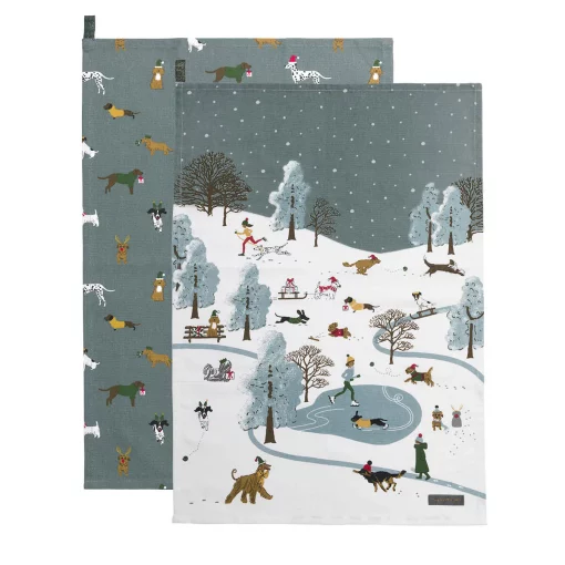Tea Towel (Set of 2) - Christmas Dogs