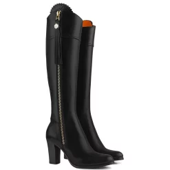 The High Heeled Regina Leather Boot - Black