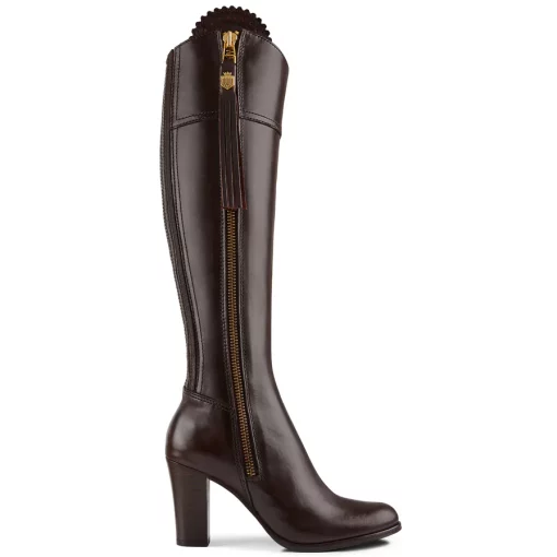 The High Heeled Regina Leather Boot - Mahogany