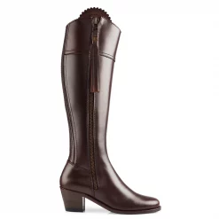 The Heeled Regina Leather Boot Sporting Fit - Mahogany
