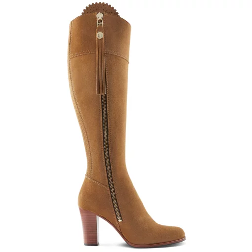 The High Heeled Regina Suede Boot Sporting Fit - Tan