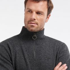 Barbour Essential Lambswool Half Zip Sweater - Charcoal