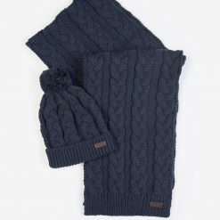 Highgate Cable Beanie and Scarf Set - Navy