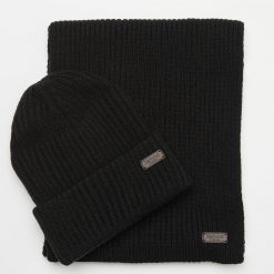 Barbour Crimdon Beanie and Scarf Gift Set - Black
